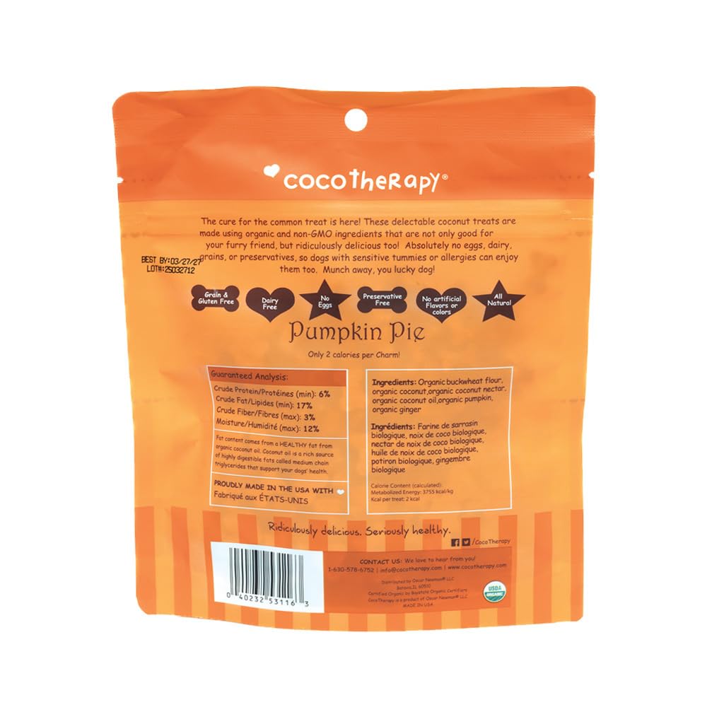 Cocotherapy Coco-Charms Training Treats - Pumpkin Pie, (1 Pouch), 5 Oz.