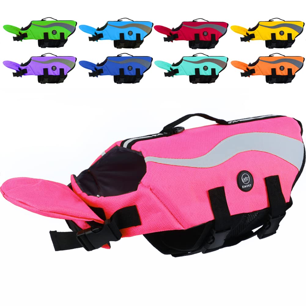 Emust Dog Life Vests, Adjustable Dog Life Jackets For Small Dogs With Enhanced Buoyancy, Small Dog Swim Vest With Durable Rescue Handle, Pink,Xs