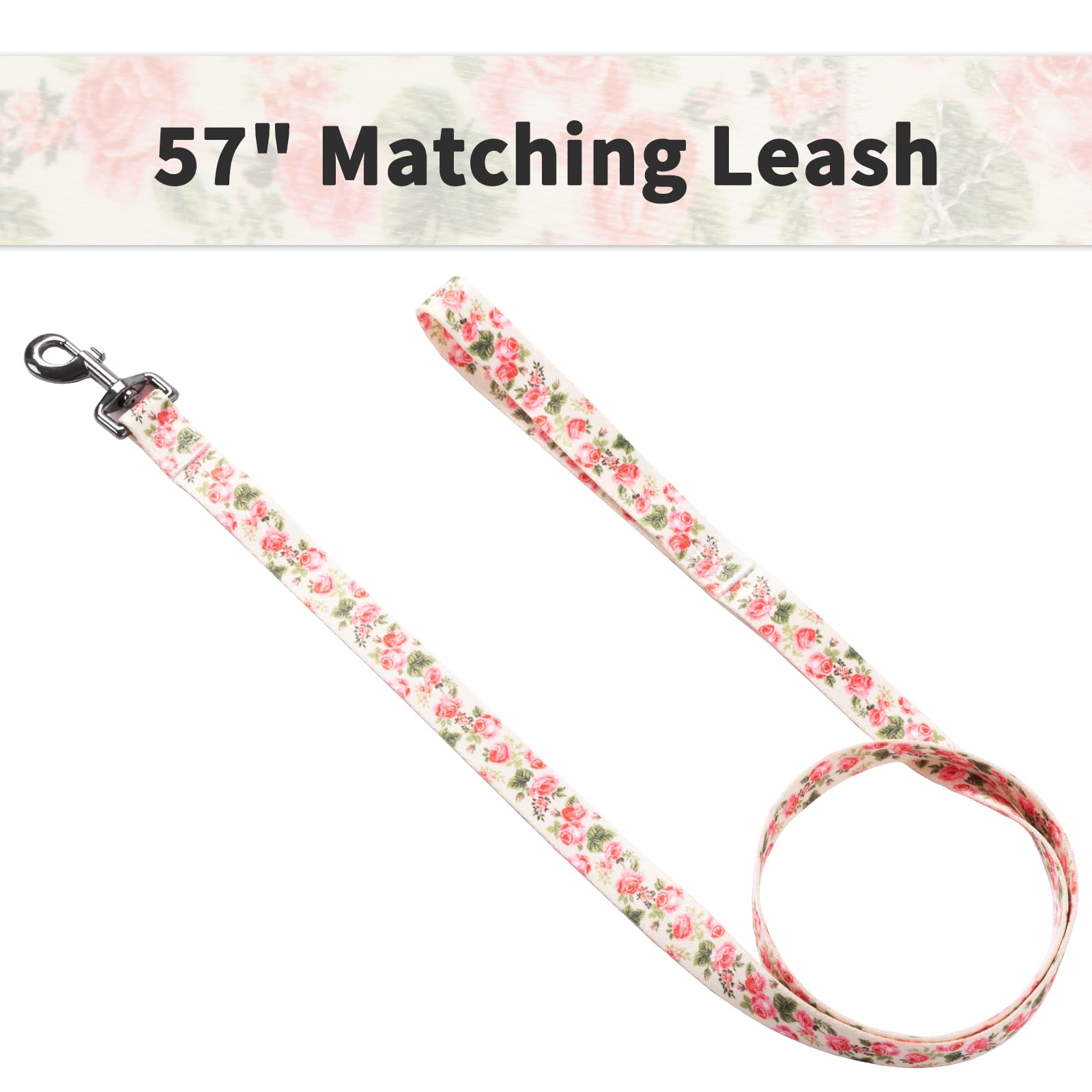Ihoming Puppy Collar and Leash Set for Daily Outdoor Walking Running Training, Pink Flowers Design for Extra Small Boys Girls Do