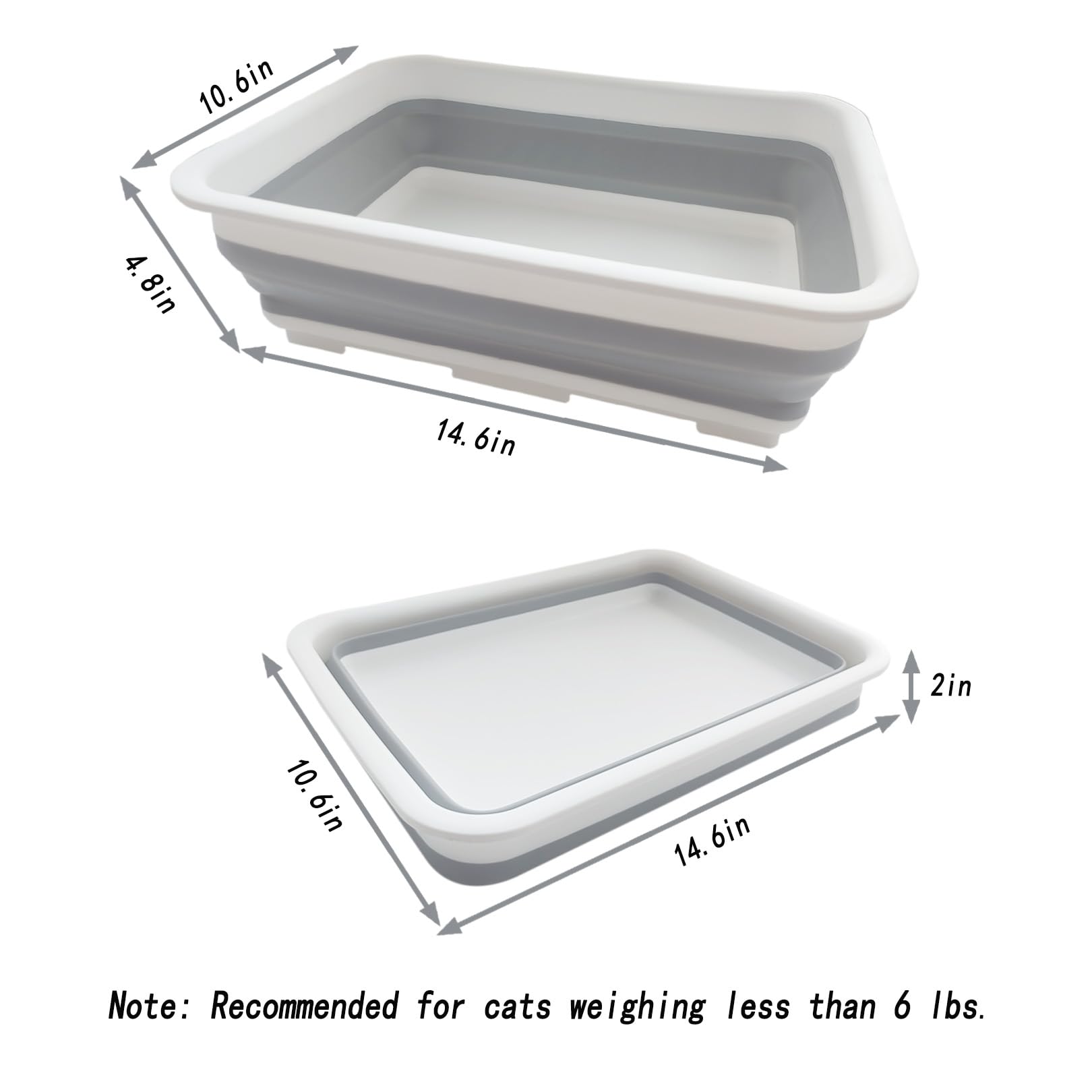 Chuyouan Collapsible Small Cat Litter Box, 14.6 X 10.6 X 4.8 Inch Open Waterproof Low Entry Kitten Potty Pan Semi-Enclosed Pet T
