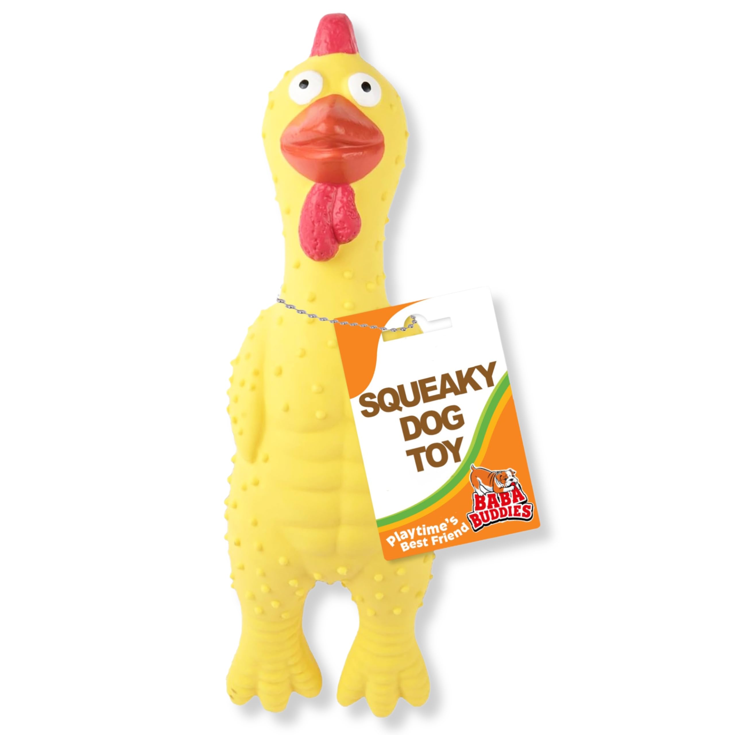 Baba Buddies 100% Natural Latex Squeaky Dog | Durable Rubber Chicken Chew Toy for Small & Large Dogs | Funny Screaming Chicken |