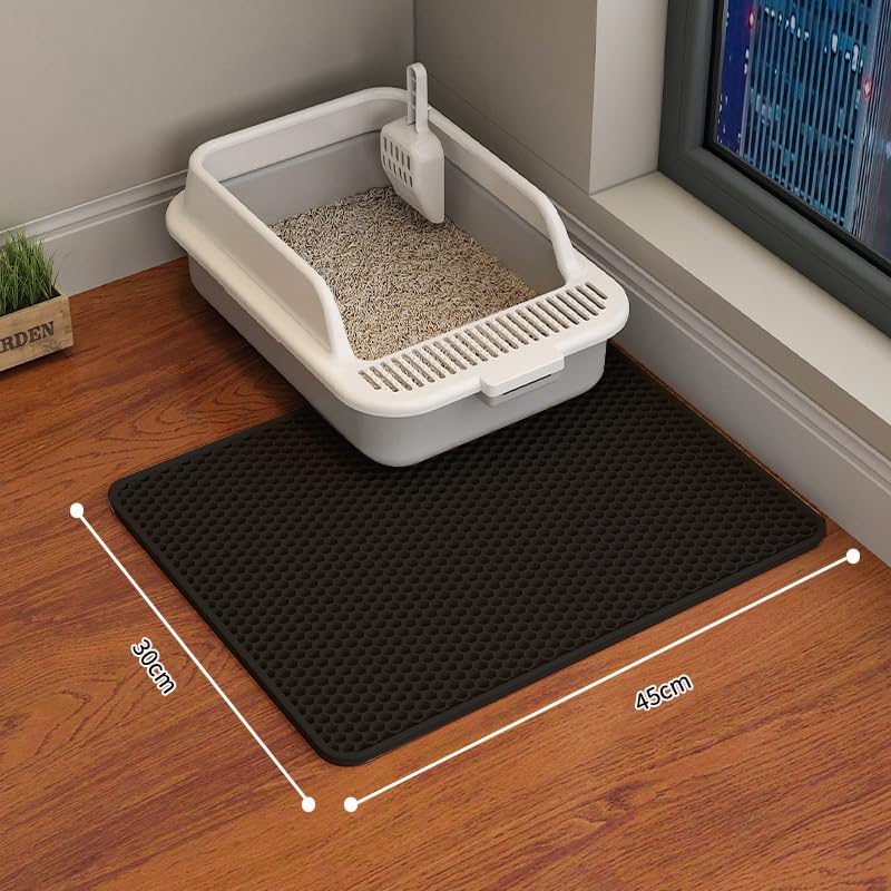 Erhaog Cat Litter Mat Cat Litter Trapping Mat, 18 X 12 Inch Honeycomb Double Layer Design, Urine And Water Proof Material, Scatt