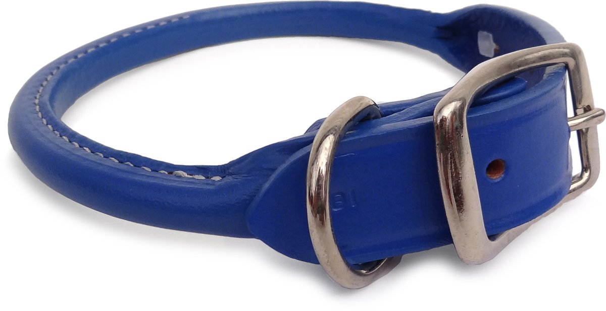 Auburn Leathercrafters Rolled Dog Collar - Royal Blue - 22
