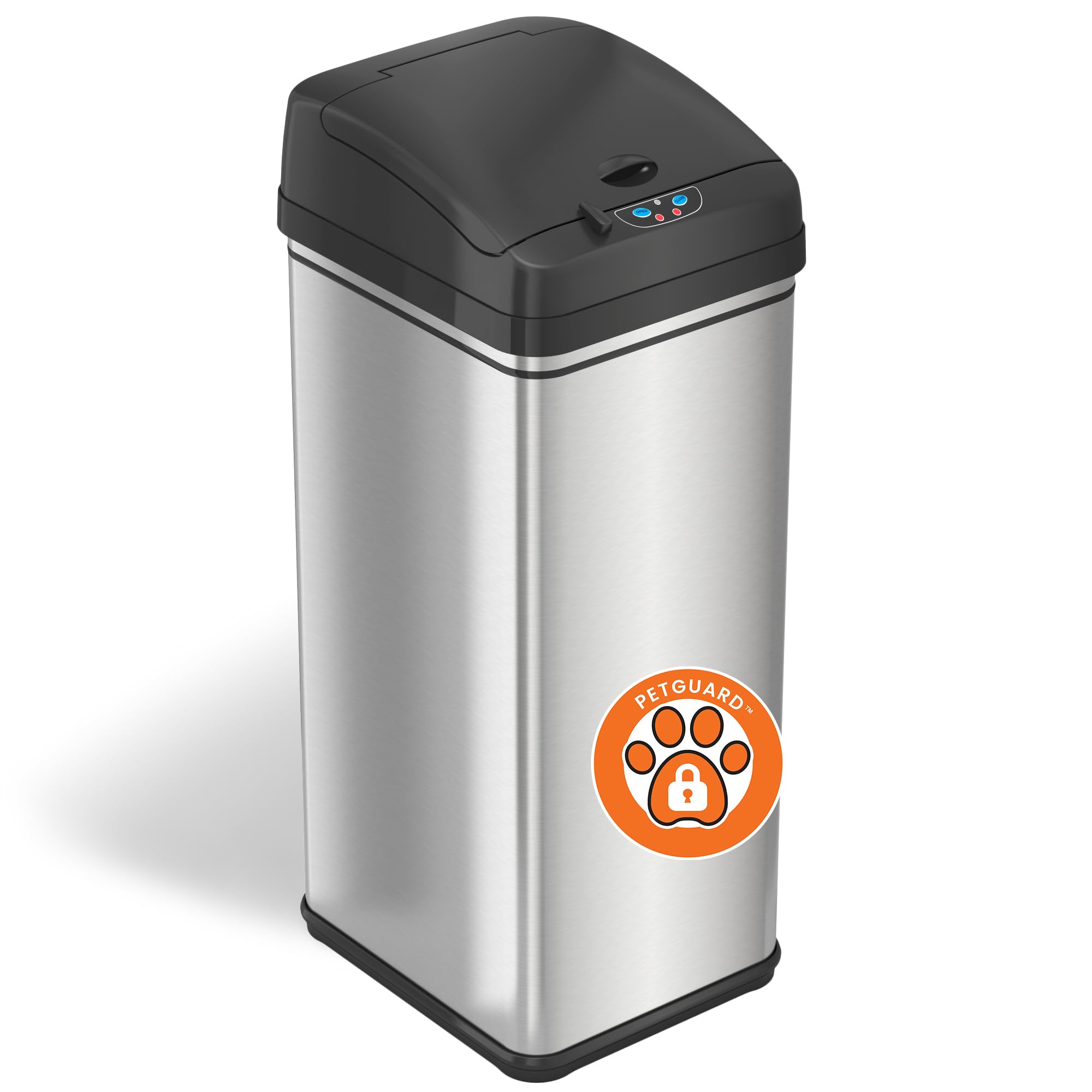 Itouchless 13 Gallon Pet-Proof Sensor Trash Can With Absorbx Odor Filter Kitchen Garbage Bin Prevents Dogs & Cats Opening Lid, P