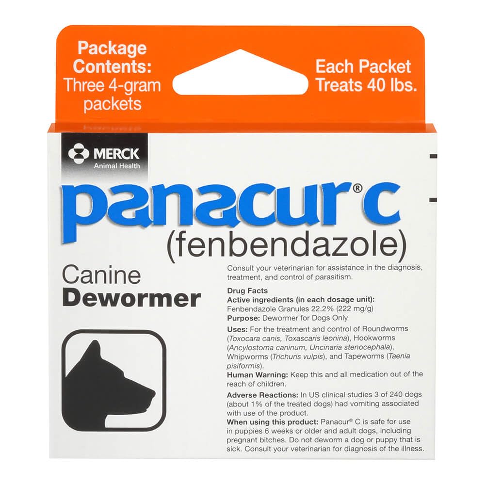 Panacur C Canine Dewormer Dogs 4 Gram Each Packet Treats 40 Lbs (3 Packets), Red (Iwm022815)