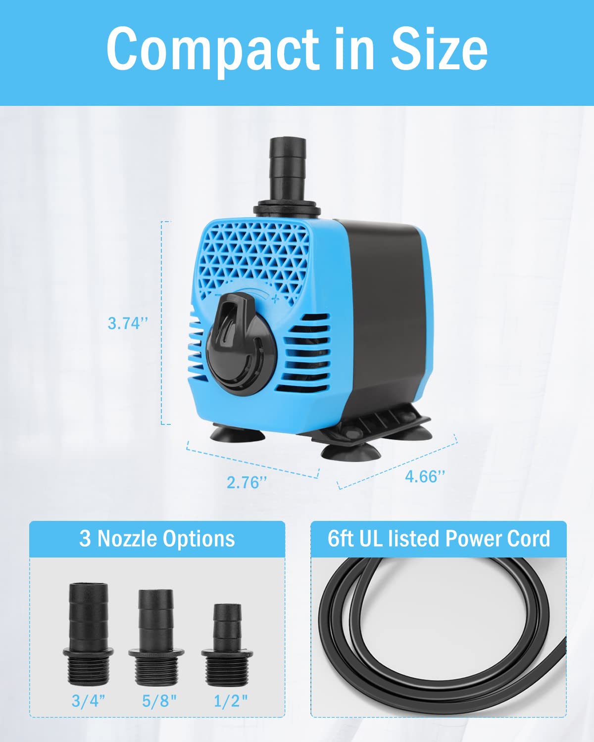 Aquamiracle 800Gph Aquarium Water Pumps (3000L/H, 40W) Fountain Pump Pond Pump Submersible Water Pump With Flow Control For Fish Tank, Fountain, Waterfall, Filtration, Water Feature, Hydroponics