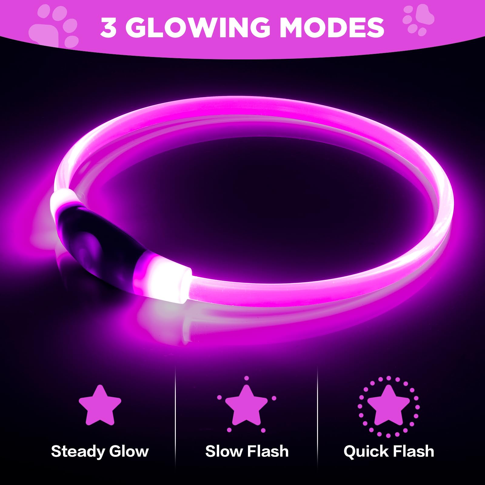 2 Pack Light Up Dog Collar, Usb Rechargeable Dog Collar Light For Night Walking, Led Lighted Dog Collar, Glow In The Dark Dog Co