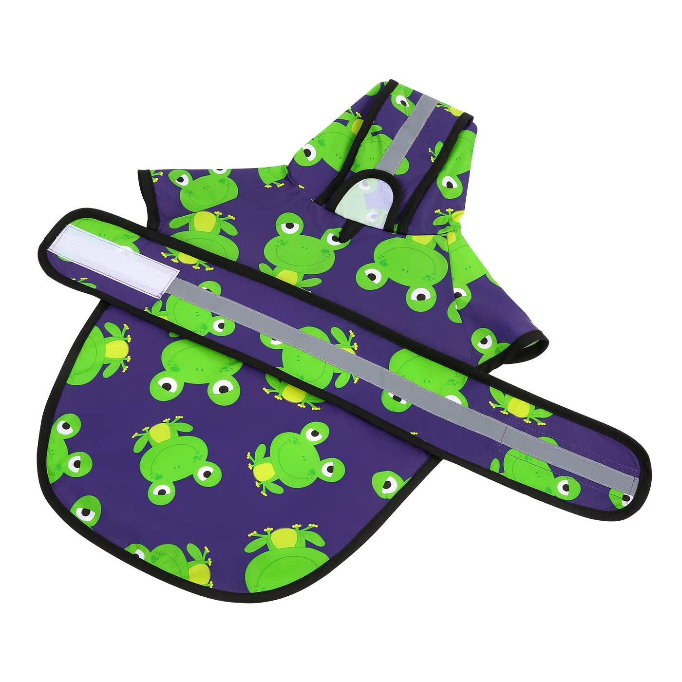Hde Dog Raincoat Hooded Slicker Poncho For Small To X-Large Dogs And Puppies Frogs - L
