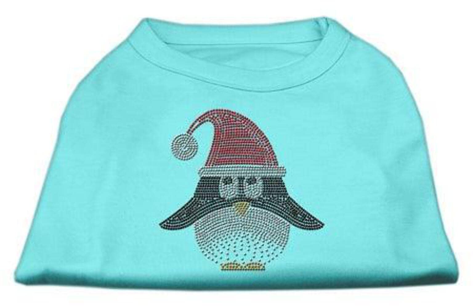 Christmas Pet Dog & Cat Shirt Rhinestone, 'Santa Penguin' Aqua Xl (14-20 Lbs.)