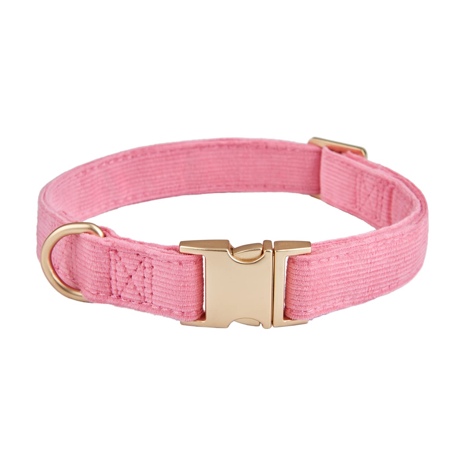 Petiry Soft Corduroy Fibric Dog Collar with High Grade Metal Buckle, for Medium Dogs.Pink,Medium:12-19''