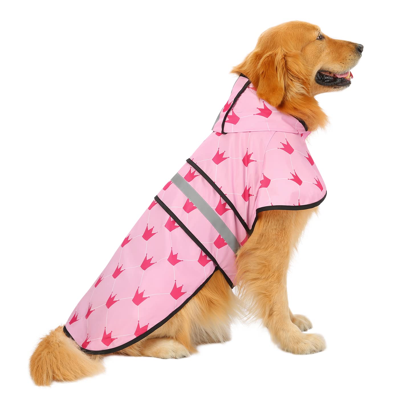 Hde Dog Raincoat Hooded Slicker Poncho For Small To X-Large Dogs And Puppies Princess - L