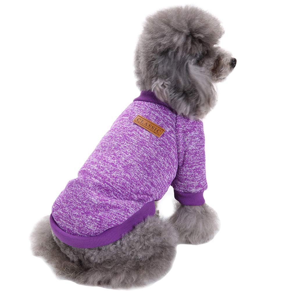 Chborless Pet Dog Classic Knitwear Sweater Warm Winter Puppy Pet Coat Soft Sweater Clothing For Small Dogs (Xs, Purple)
