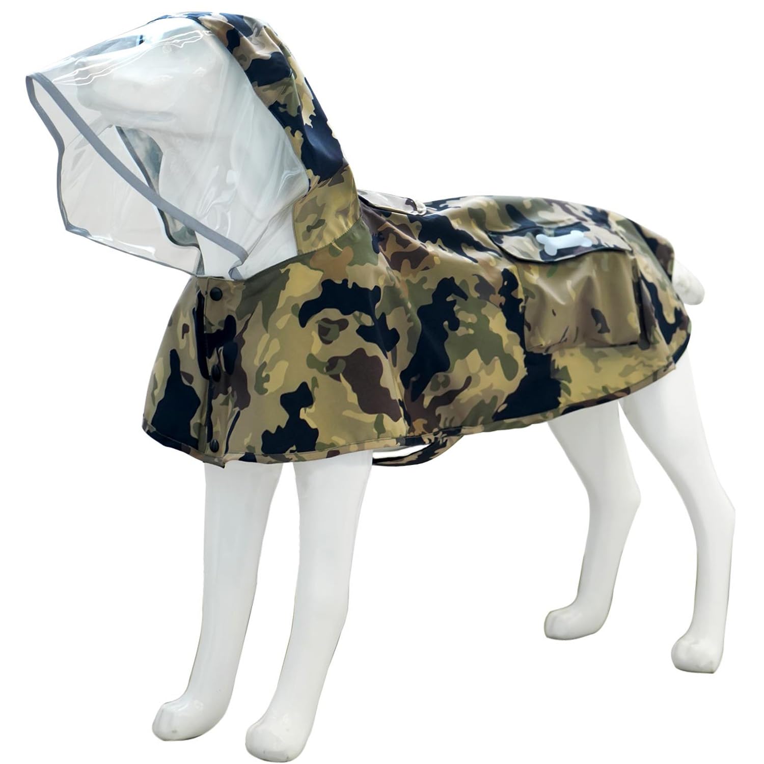 Waterproof Dog Raincoat, Adjustable Reflective Lightweight Pet Rain Clothes With Poncho Hood(Large,Camo)