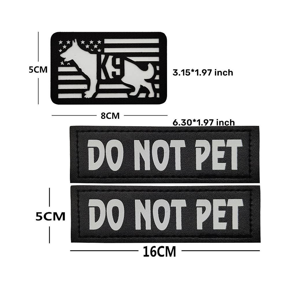 3Pcs Aliplus Reflective Dog Patches K9 Patch Removable Hook Loop Patch For Dog Vest Harness Service Dog In Training(Do Not Pet)