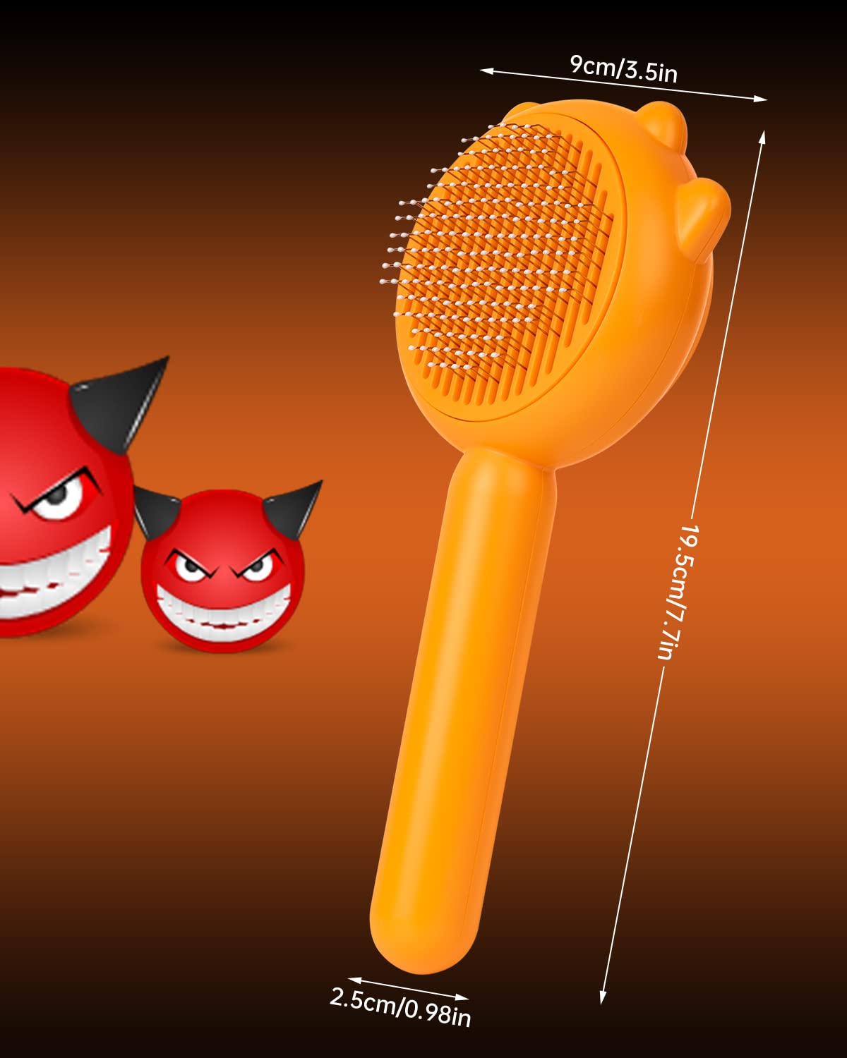 Pumpkin Cat Brush With Release Button, Awpland Pumpkin Shape Dog Self Cleaning Hair Brush, Deep Cleaning Dog Grooming Supplies For Long Or Short Haired Cats Dogs Puppy Rabbits