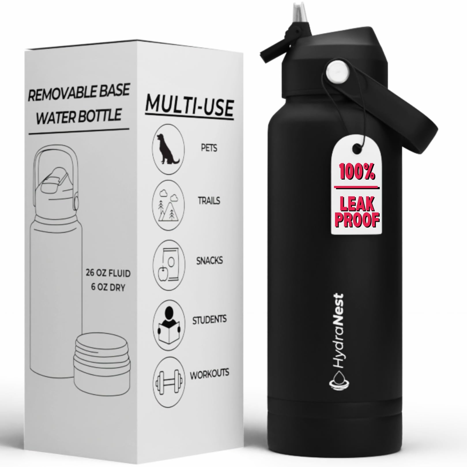 Hydranest Dog Water Bottle - Portable Dog Travel Water Bottle & Bowl, Insulated Pet Water Bottle For Camping, Beach - Dog Mom An