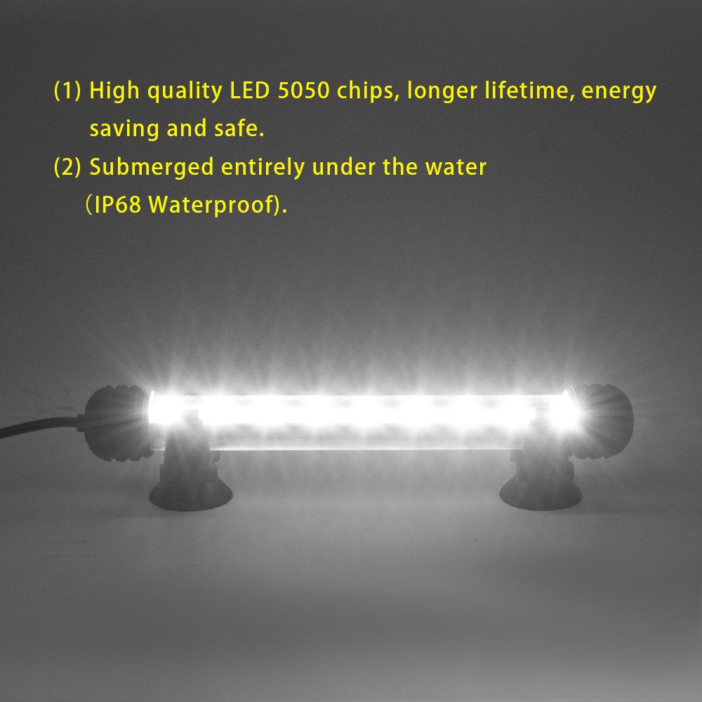 Led Aquarium Light, Smiful Fish Tank Light Submersible Underwater Crystal Glass Leds Lights, 7.5'- White