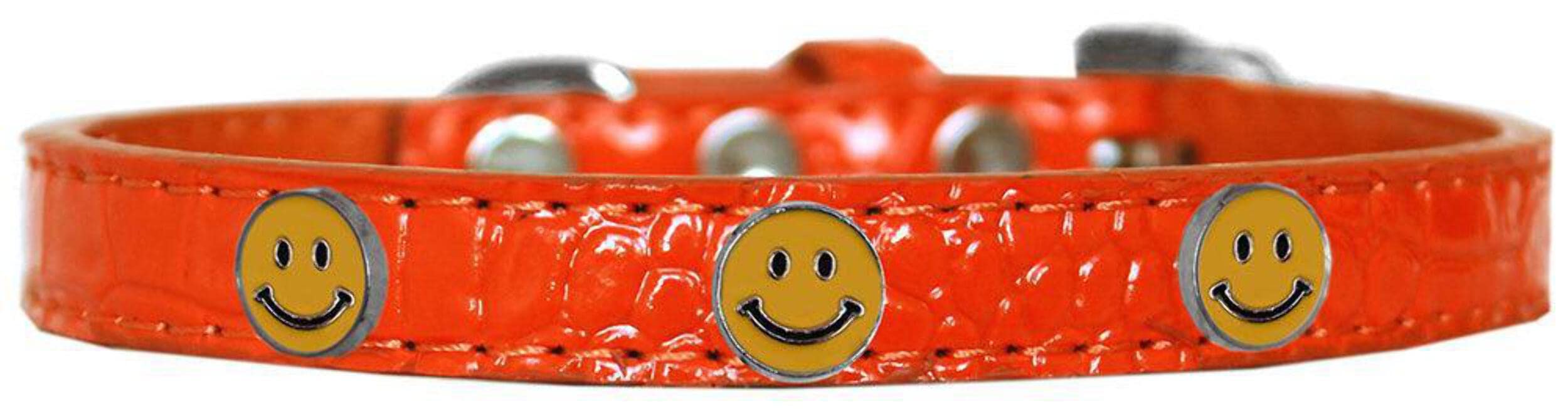 Mirage Pet Products Happy Face Widget Croc Dog Collar Orange Size 18