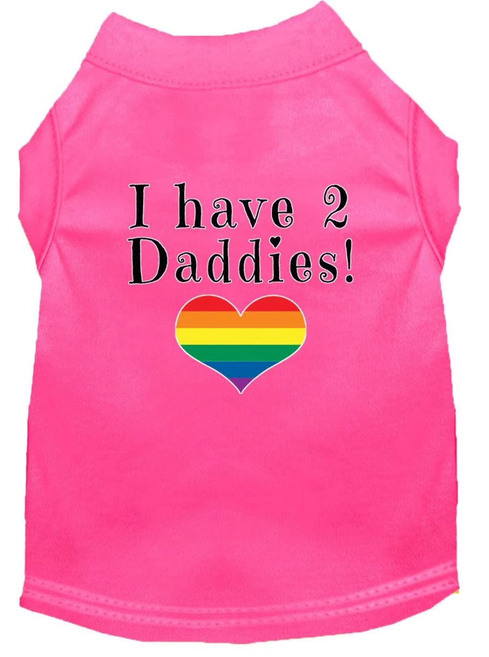 Pet Dog & Cat Shirt Screen Printed, "I Have Two Daddies" Red SM (3-6 lbs.)