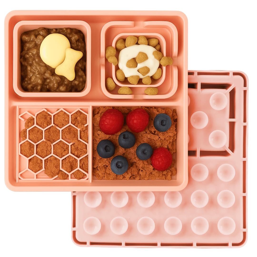 Bitesize Creations Cat & Dog Lick Mat with Suction Cups - 2-in-1 Silicone Lick Pad & Puzzle Feeder - Pet Food Mat for Anxiety Re