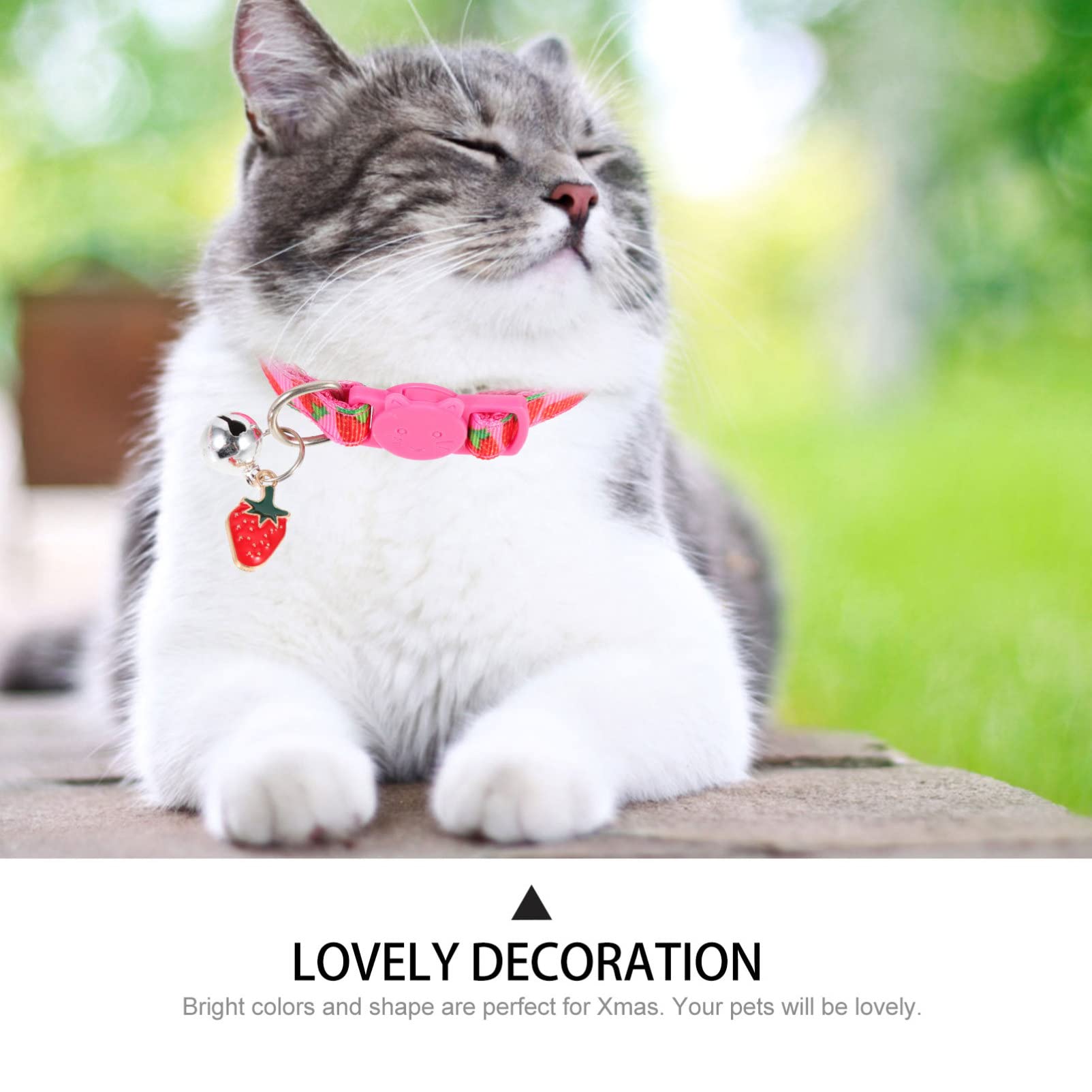 Mipcase 2Pcs Cat Collar With Bell Strawberry Printing Cat Collar Lightweight Cat Collar Pet Collar Decor Pendulum Necklace