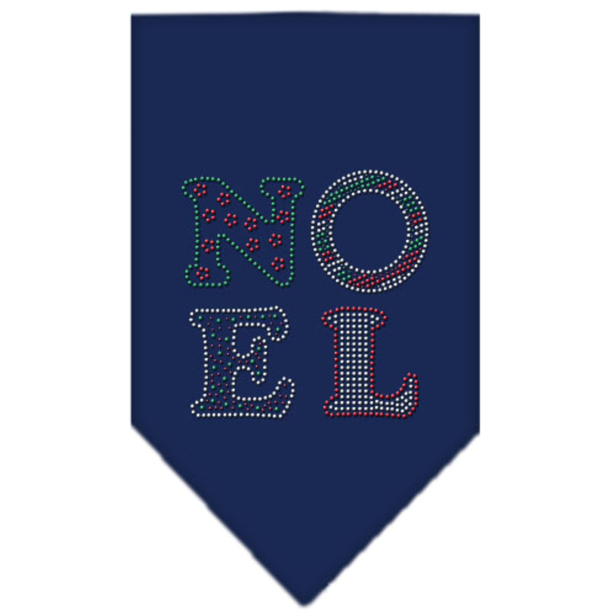 Christmas Pet and Dog Bandana Rhinestone, &quot;Noel&quot; Navy Blue Large