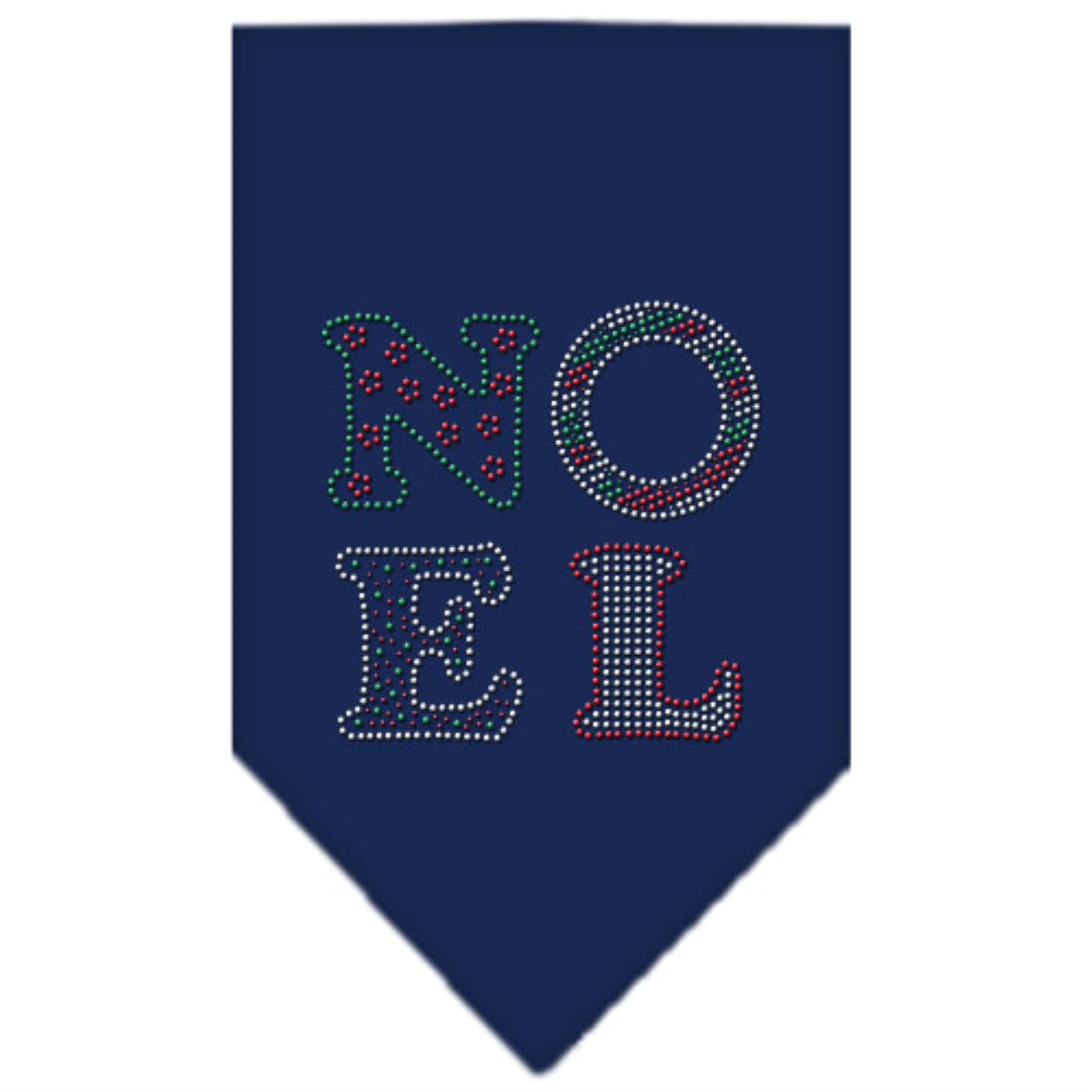 Mirage Pet Products 67-92 SMNB Noel Rhinestone Navy Blue Print Bandana, Small