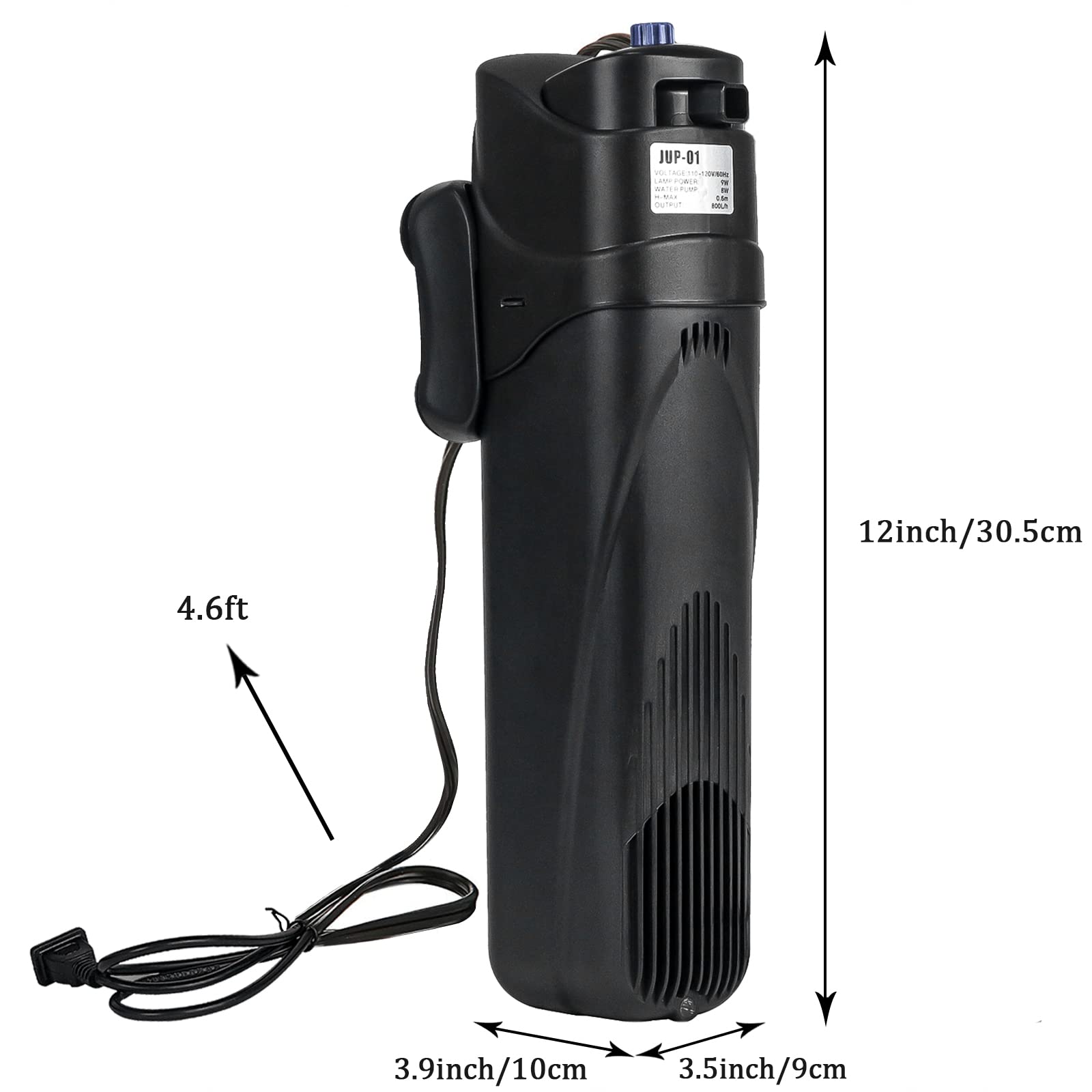 COOSPIDER Aquarium Filter Sun JUP-01 for 40-80 Gallon Tank Clear, U-V Fish Tank Green Clean Machine Submersible Pump w/ 1 Spare