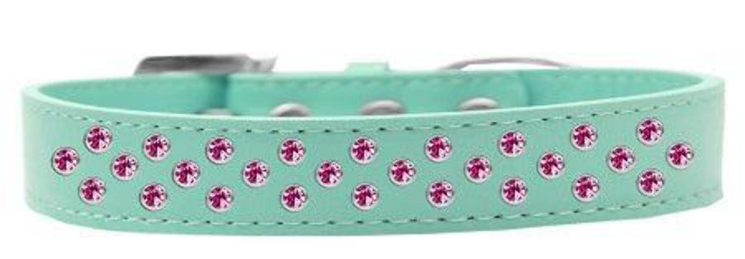 Dog, Puppy & Pet Fashion Collar, Bright Pink Crystal Rimsets Sprinkles White 16