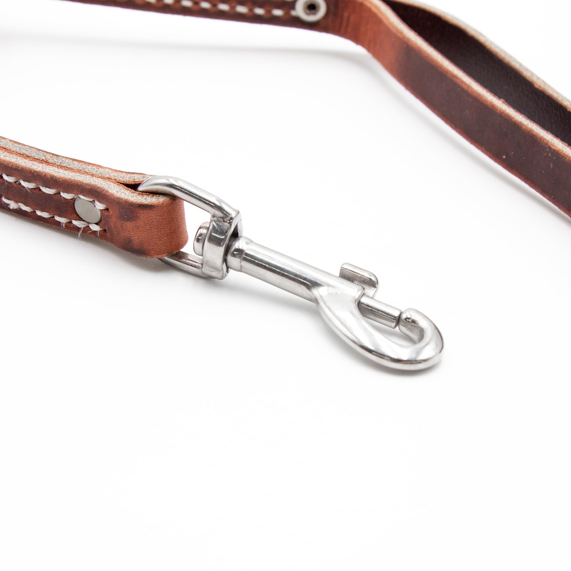 Leerburg 6ft Brown Latigo Leather Leash - 1/2 inch, Stainless Steel Hardware, Amish Made in Wisconsin
