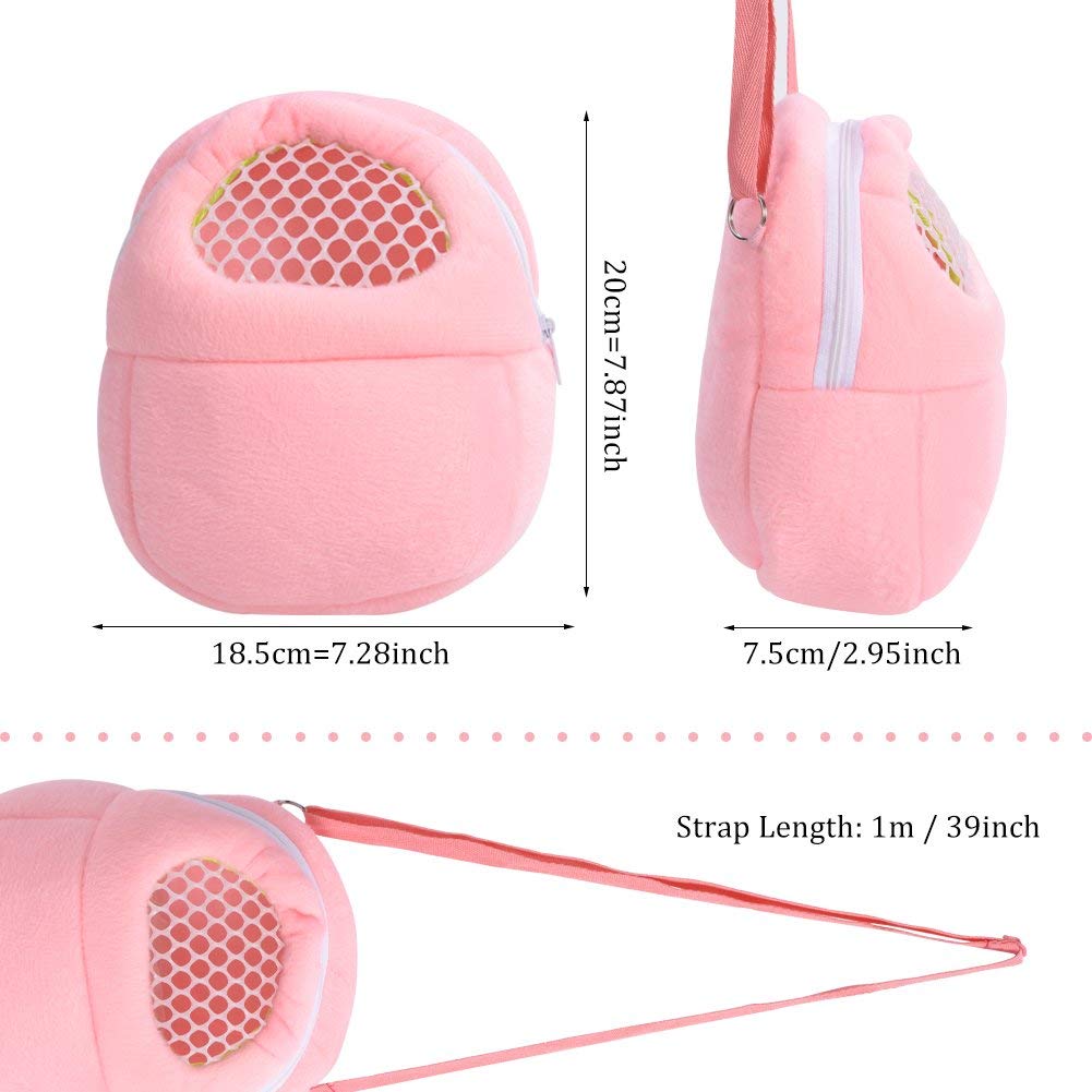 1 Pcs Portable White Mesh African Hedgehog Hamster Breathable Pet Dog Carrier Bags Handbags Puppy Cat Travel Backpack (M, White Mesh - Pink, 18 X 22Cm/7 X9 Inch)