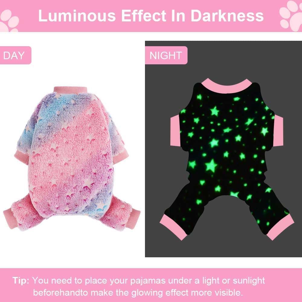 Dog Pajamas For Small Dogs, Glow In Dark Tie Dye Unicorn Pjs, Super Soft Velvet Material Chihuahua Yorkie Tiny Clothes Outfits (