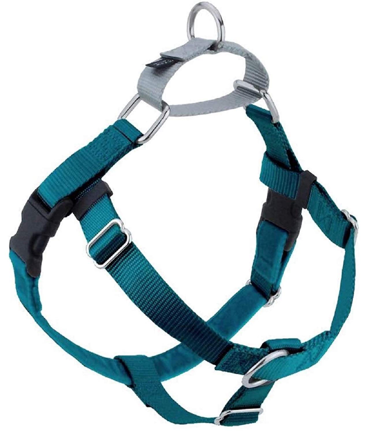 2 Hounds Design Freedom No Pull Dog Harness, Adjustable Harness, Easy Walking & Comfortable Control, Fits Small, Medium & Large Dogs, Solid Colors, Made In Usa, 1' Md, Teal