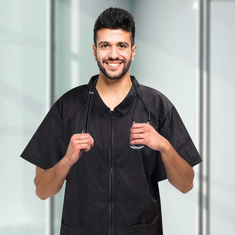 Noverlife Pet Grooming Workwear With Full Zipper, Xl Size, Anti-Static Pet Beautician Work Clothes, Lightweight Hair Repellent Shirt Style Pet Groomer Smock For Dog Cat Grooming Shop