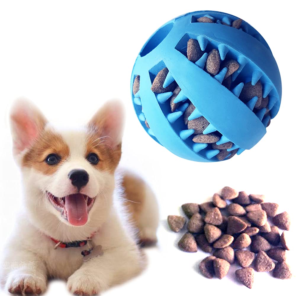 Feixun Dog Treat Toy Ball, Dog Tooth Cleaning Toy, Interactive Dog Toys(1 Green+1 Blue) 2.8' Pack Of 2