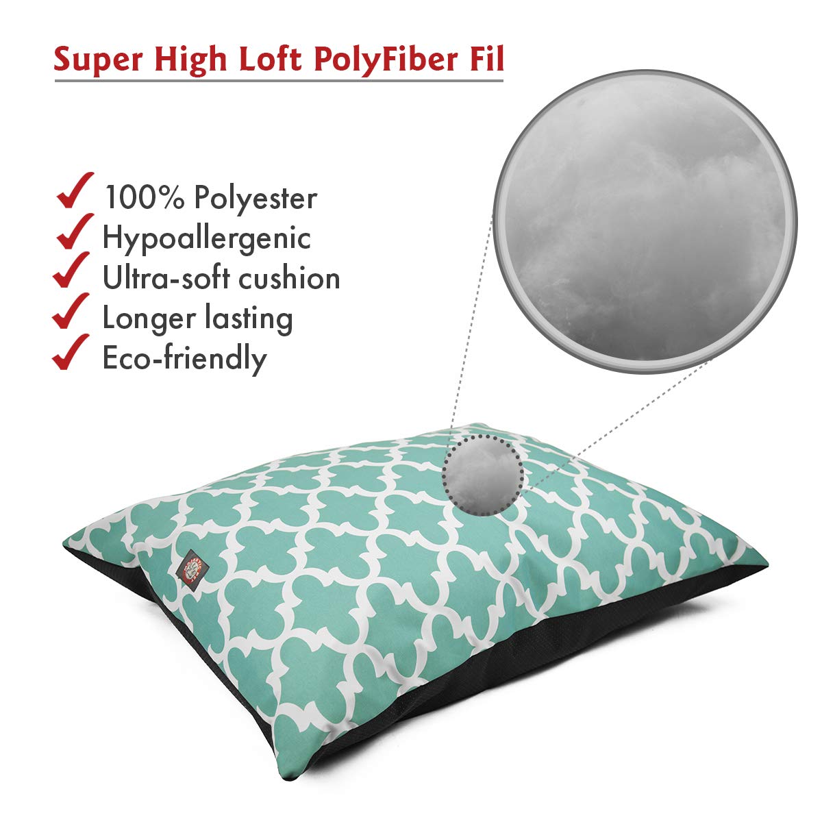 Majestic Pet Rectangle Large Dog Bed - Washable Non Slip Comfy - Super Value Pillow - Dog Kennel Bed For Sleeping - 46 X 35 Inch
