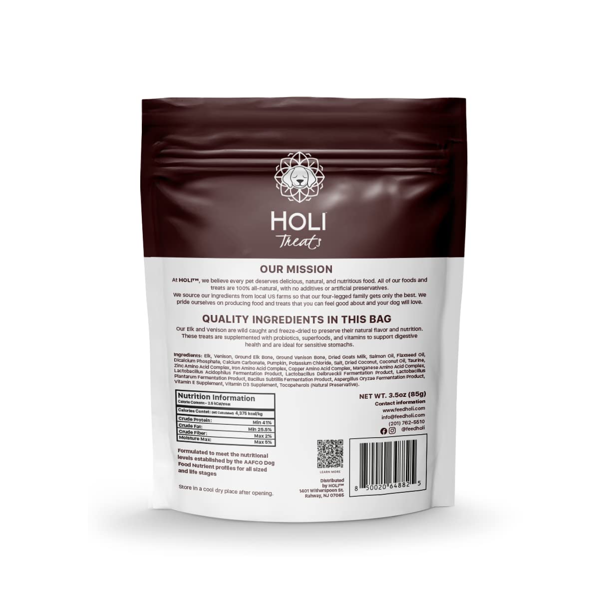 HOLI Elk & Venison Freeze Dried Dog Treats - All Natural and Wild Caught | Vitamin and Mineral Fortified | Made in USA - Human G