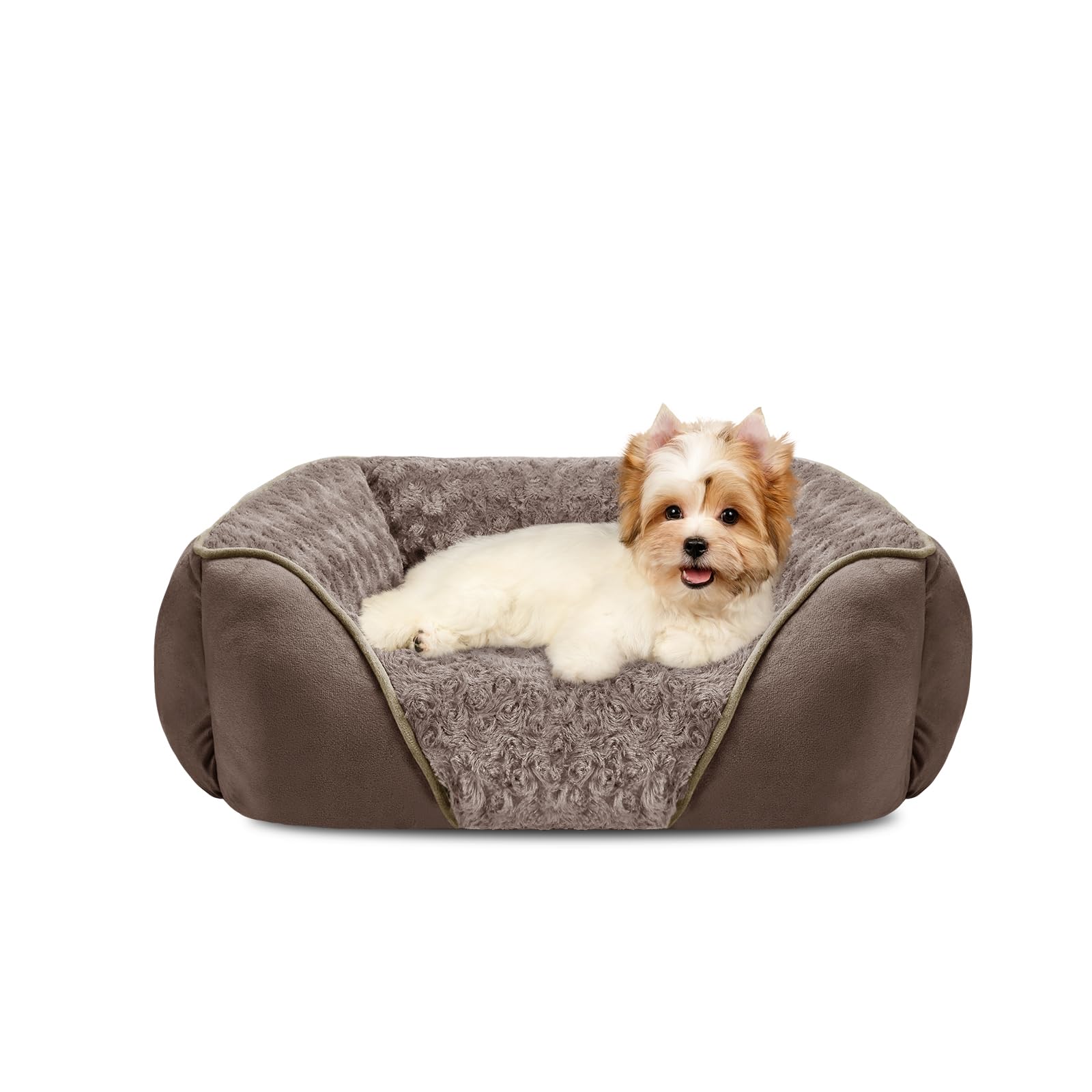 INVENHO Small Dog Bed Rectangle Washable Orthopedic Soft Calming Sleeping Durable Pet Cuddler with Anti-Slip Bottom