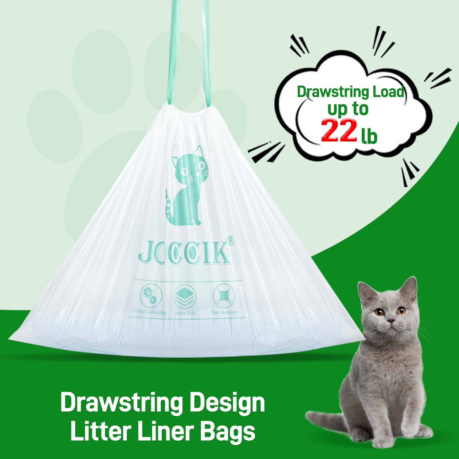 Drawstring Litter Box Liners Compatible with Robot, Heavy Duty Self-Cleaning Litter Boxes Waste Drawer Liners Replacement Bags (