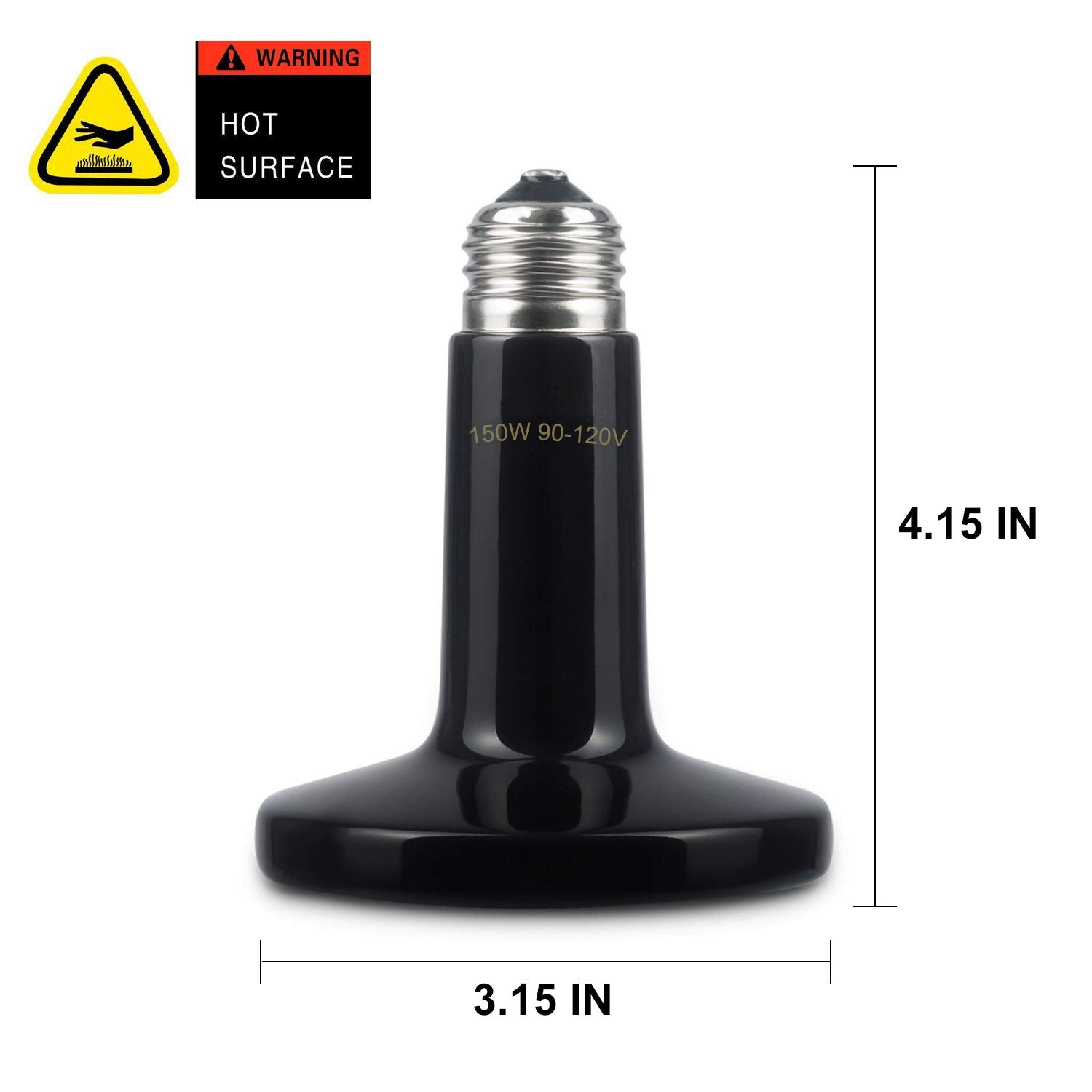 OMAYKEY 2-Pack 150W Ceramic Heat Lamp with 1-pcs Digital-Thermometer, Infrared Heat Emitter Bulbs for Reptiles, Amphibians, Chic