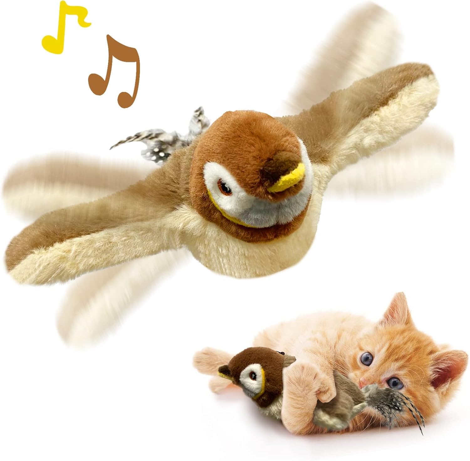 Romantic Angels Flying Bird Cat Toy, Flapping Wings Sparrow Catnip Toys, Simulation Bird Interactive Cat Toy For Kitten Kitty Ex