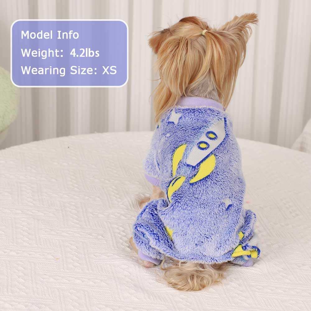 Sebaoyu Dog Pajamas For Small Dogs, Glow In Dark Tie Dye Unicorn Sweater, Super Soft Velvet Material Chihuahua Yorkie Tiny Cloth