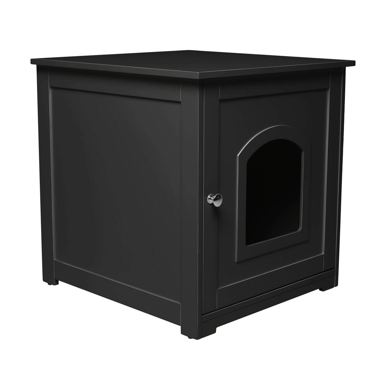 Zoovilla Kitty Litter Cabinet – Hidden Litter Box Furniture, Black For House-Cats