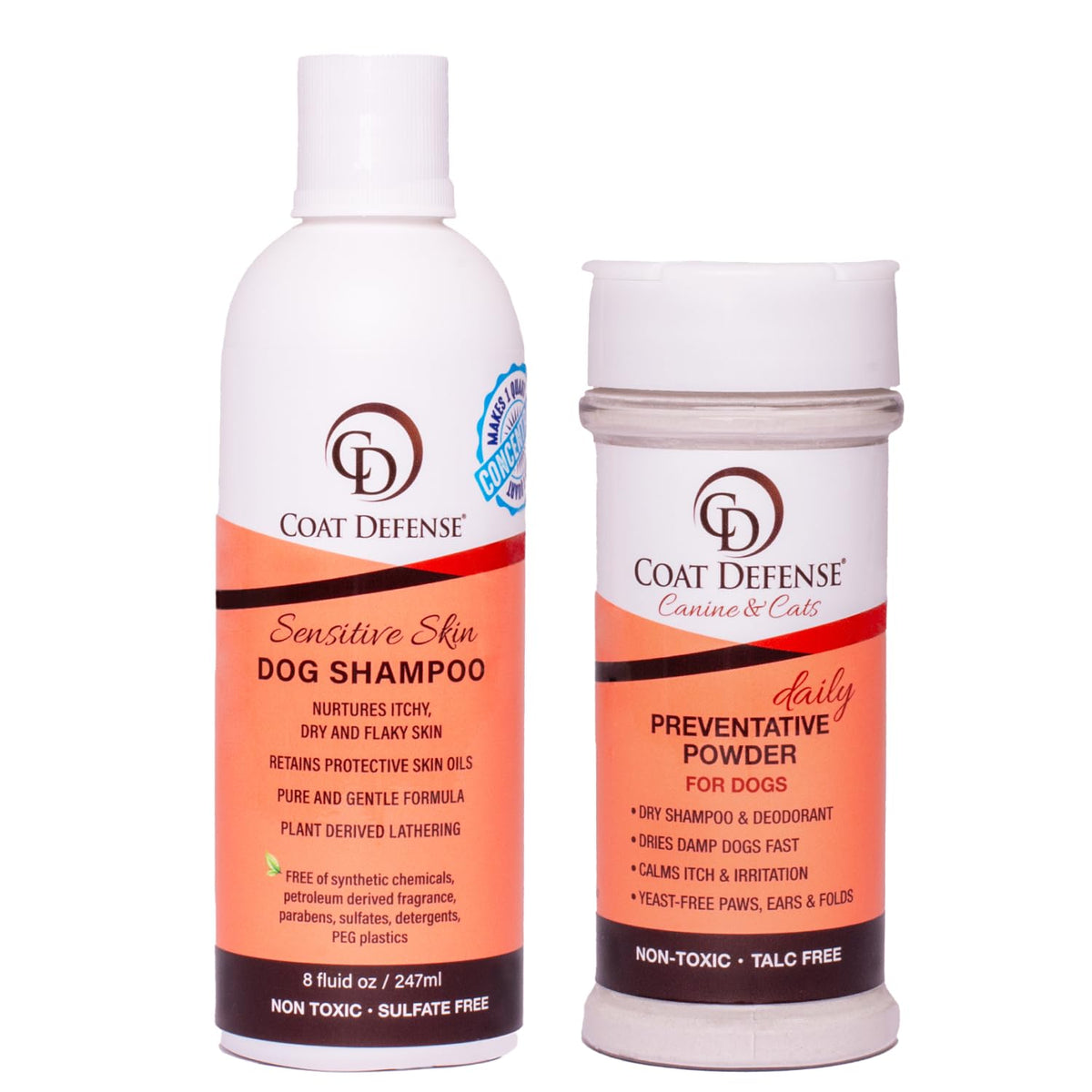 Coat Defense Paw Licker Bundle | Dry Powder For Dogs & Sensitive Skin Dog Shampoo For Allergies And Itching | Smell & Itch Relie