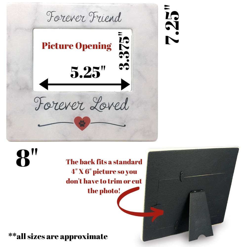 Banberry Designs Pet Memorial Frame - Forever Friend Forever Loved Paw Print And Heart Design Picture Frame - Easel Back - Loss