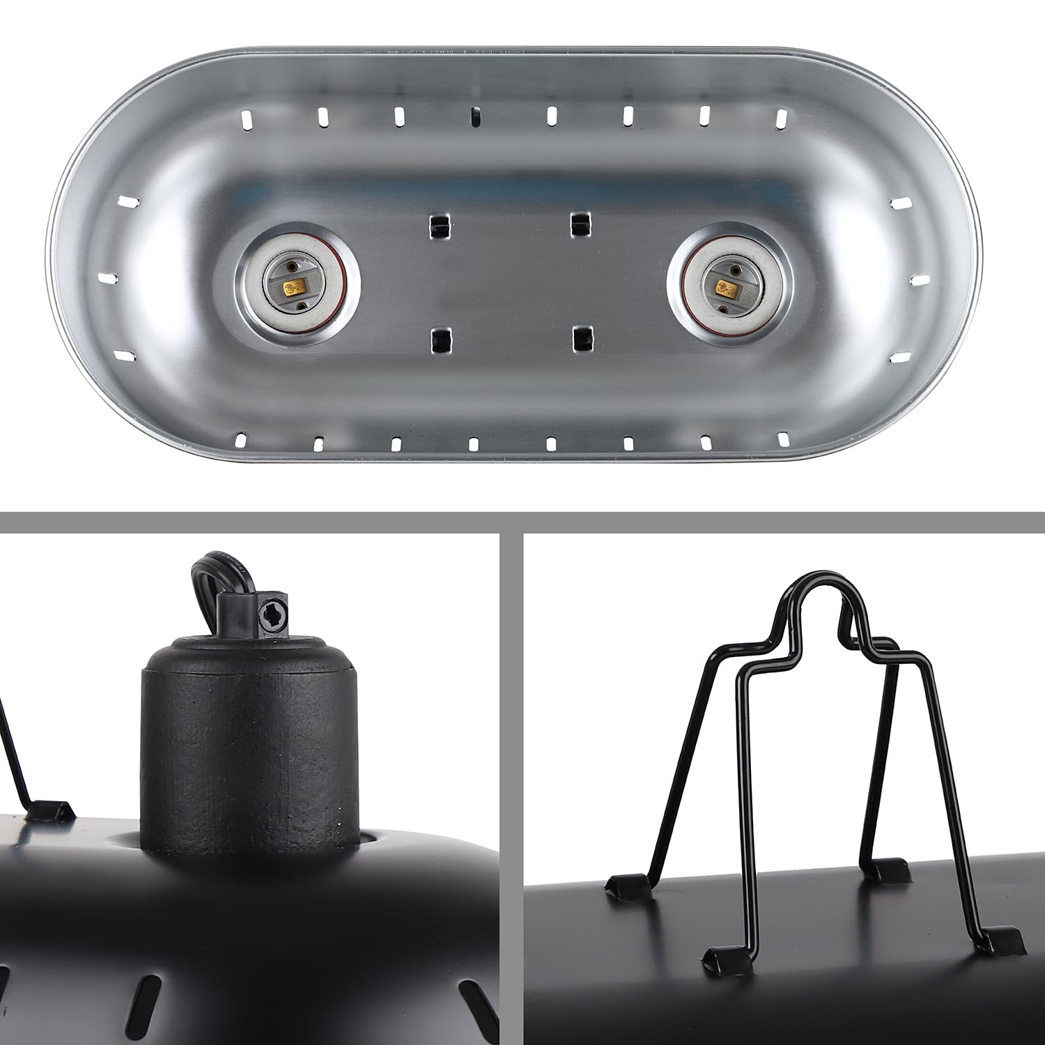 Dxophiex 15Inch Dual Reptile Light Fixture, Max 150W Dual Reptile Heat Lamp Fixture With 100W Uva Uvb Sun Lamp&Ceramic Heat Emitter,Double Dome Lamp Fixture For Reptile Terrarium And Tortoise Habitat