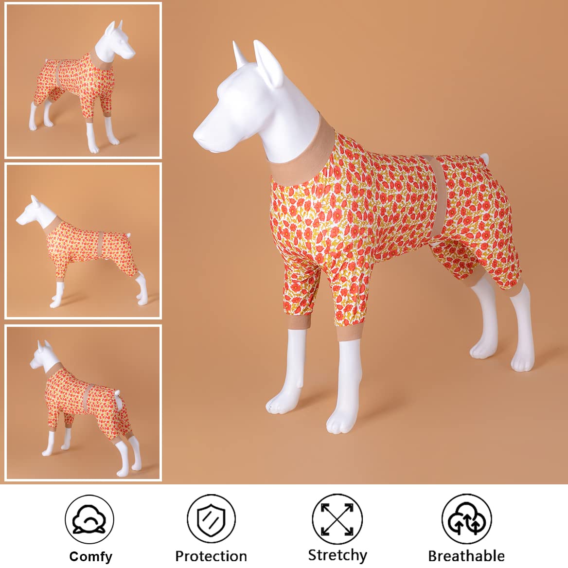 Lovinpet Pet Outfits, Post Operative Jumpsuit For Dogs Apparel, Reflective Strap Full Coverage Dog Onesie, Breathable & Elastic