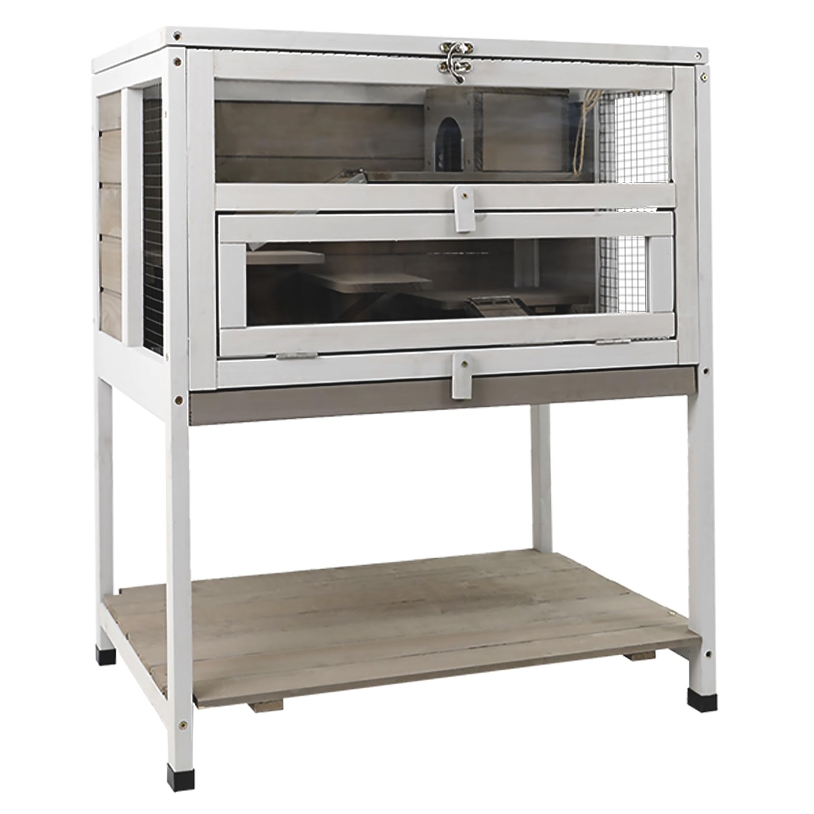 Petscosset Guinea Pig Cages Wooden Hamster Cage Indoor With Stand And Storage Outdoor Small Animals Habitat With Metal Edges Ram