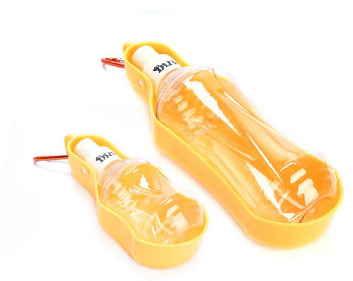 Pety Pet Portable Pet Dog Dispenser Foldable Travel Drinking Feeder Dog Water Bottle Bowl (500Ml, Yellow)
