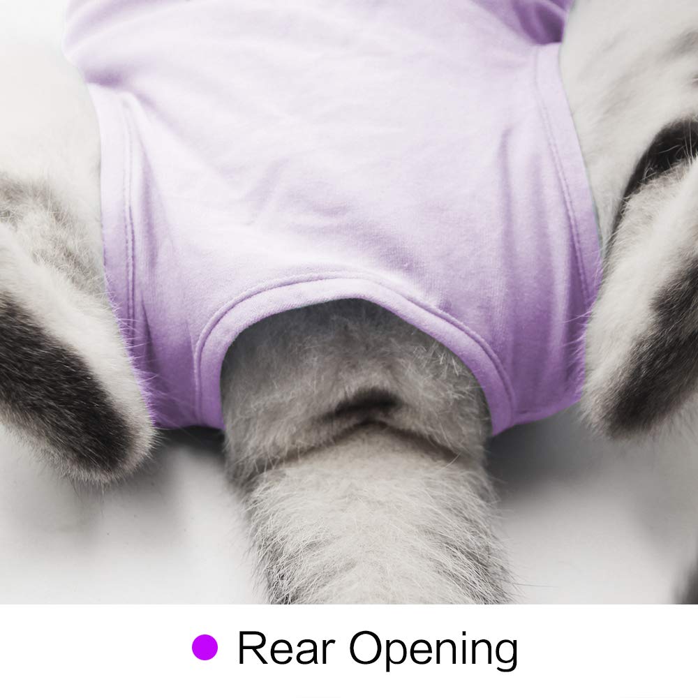 Ouuonno Cat Wound Surgery Recovery Suit For Abdominal Wounds Or Skin Diseases, After Surgery Wear, Pajama Suit, E-Collar Alternative For Cats (M, Purple)
